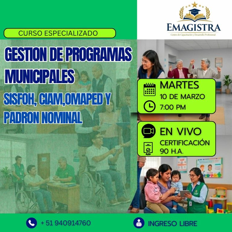 GESTIÓN DE PROGRAMAS MUNICIPALES – SISFOH, CIAM, OMAPED Y PADRÓN NOMINAL